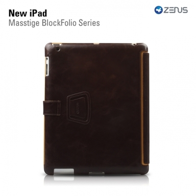 Кожаный чехол (Черный шоколад) Zenus Masstige Block Folio Series для New iPad 3 / iPad 2