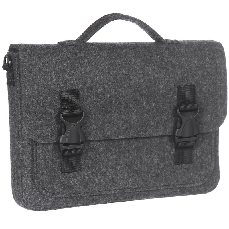 Фото Повстяний портфель Gmakin (GS16) для Macbook Air / Pro 13 / 13,3 на пластикових застібках (Чорний) на vchehle.ua
