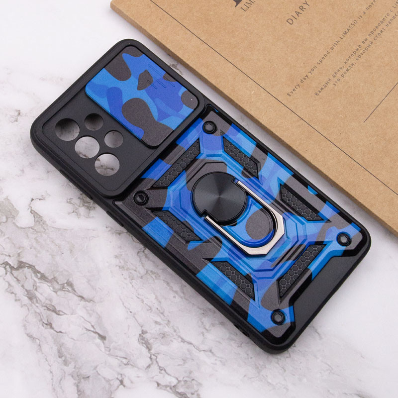 Купить Ударопрочный чехол Camshield Serge Ring Camo для Samsung Galaxy A73 5G (Синий / Army Blue) на vchehle.ua