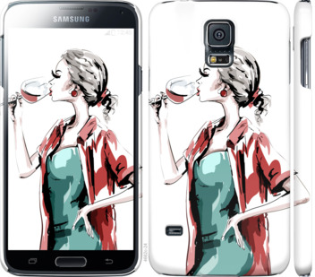 

Чохол Дівчина з келихом на Samsung Galaxy S5 Duos SM G900FD 841310