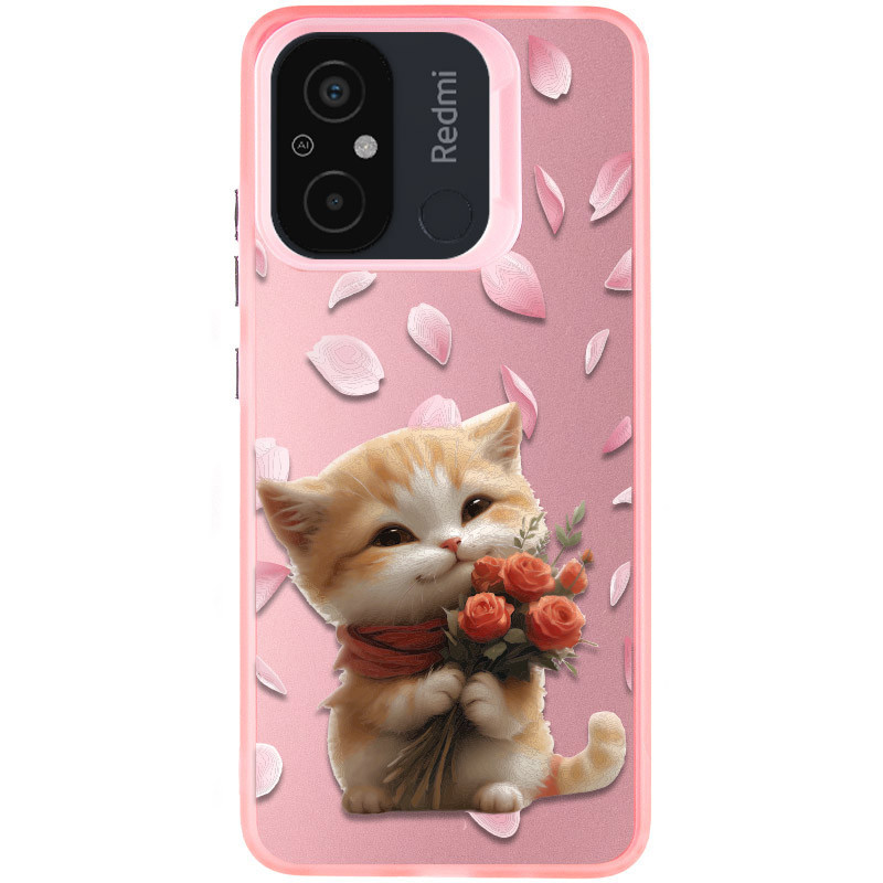 TPU+PC чохол TakiTaki Love magic glow для Xiaomi Redmi 12C (Romantic kitten / Pink)