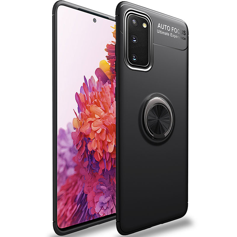 TPU чехол Deen ColorRing под магнитный держатель (opp) для Samsung Galaxy S20 FE (Черный / Черный)