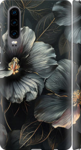Чохол Чорні квіти на Huawei P30