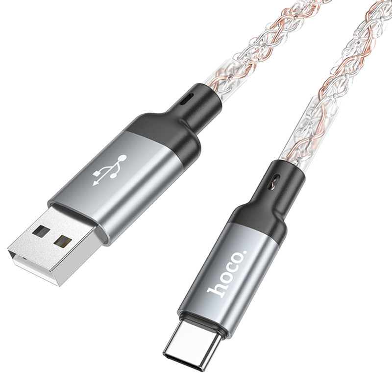 Дата кабель Hoco U112 Shine 2.4A USB to Type-C (1m) (Gray) в магазині vchehle.ua