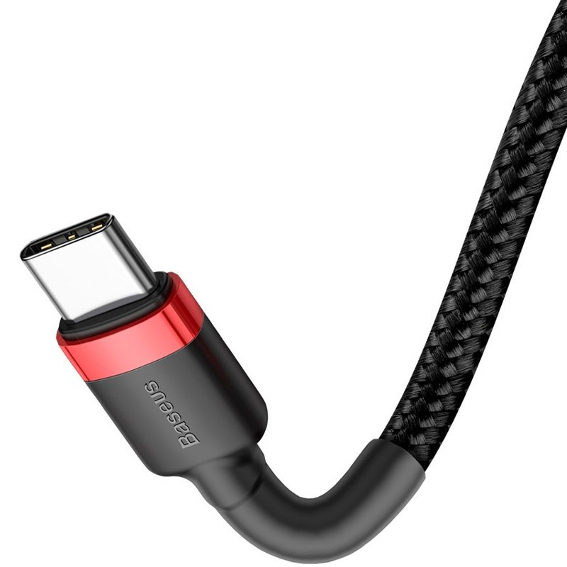 Фото Дата кабель Baseus Cafule Type-C Cable 3A (1m) (CATKLF-B) (Красный / Черный) на vchehle.ua