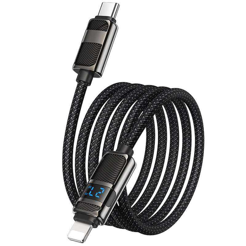 Купить Дата кабель Hoco U137 Line with display Type-C to Lightning 27W (1.2m) (Black) на vchehle.ua