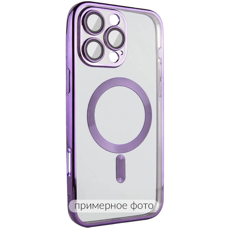 TPU чехол Fibra Chrome with Magnetic safe для Apple iPhone 16 (6.1") (Purple)