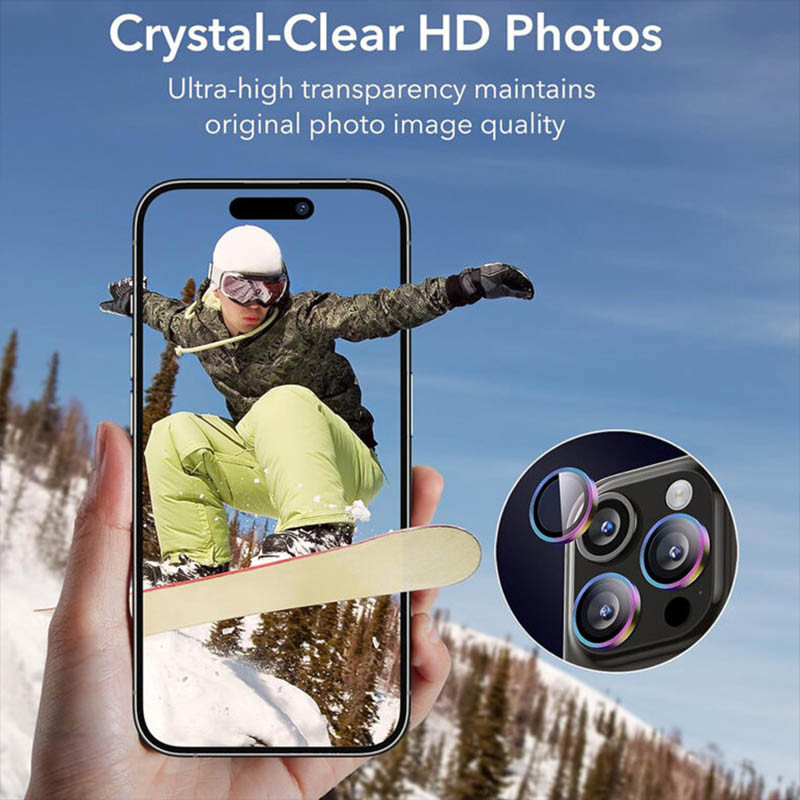 Купити Захисне скло Metal Classic на камеру (в упак.) на Apple iPhone 13 Pro / 13 Pro Max (Бузковий / Rainbow) на vchehle.ua