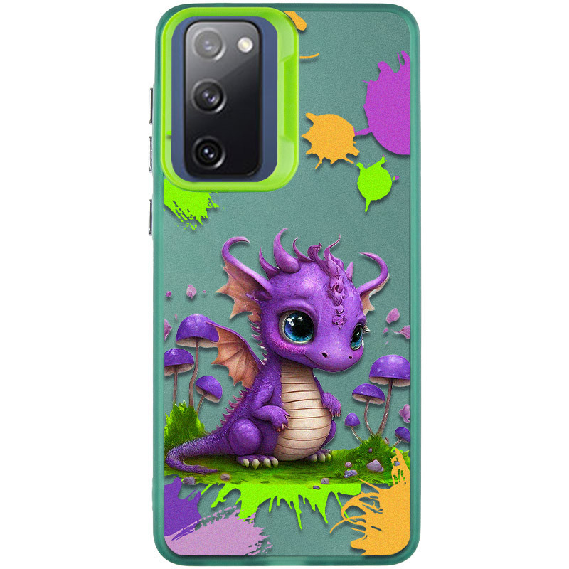 TPU+PC чехол TakiTaki Graffiti magic glow для Samsung Galaxy S20 FE (Baby dragon / Green)