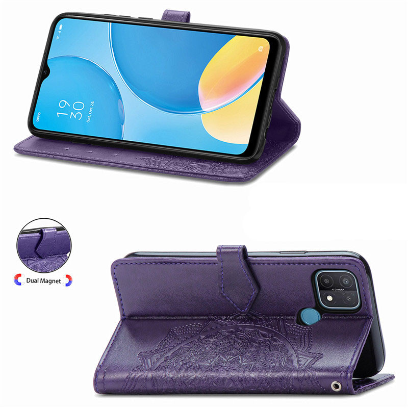 Купить Кожаный чехол-книжка Art Case с визитницей для Oppo A15 / A15s (Фиолетовый) на vchehle.ua