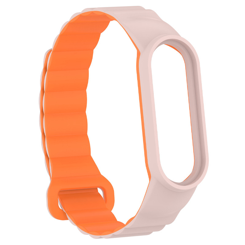 Фото Ремешок Dual-color Magnetic для Xiaomi Mi Band 9/8 (Light Pink / Orange) в магазине vchehle.ua