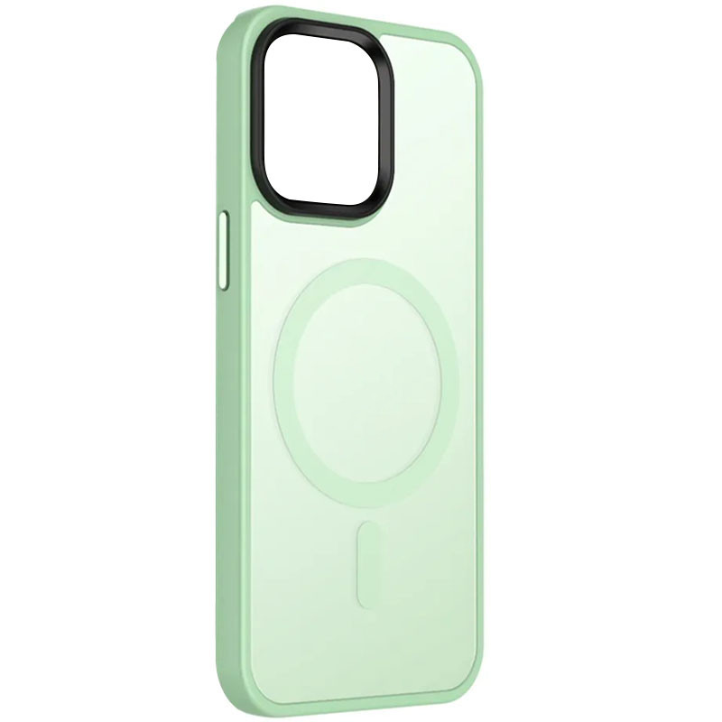 TPU+PC чехол Metal Buttons with  Magnetic Safe Colorful для Apple iPhone 13 (6.1") (Мятный / Matcha Green)