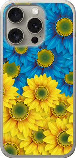 Чехол Жёлто-голубые цветы для iPhone 15 Pro