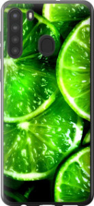 Чехол Зелёные дольки лимона для Samsung Galaxy A21