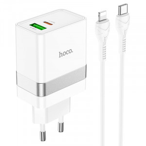 СЗУ Hoco N21 Topspeed PD30W+QC3.0 3A (1USB-A/1C) + кабель Type-C to Lightning