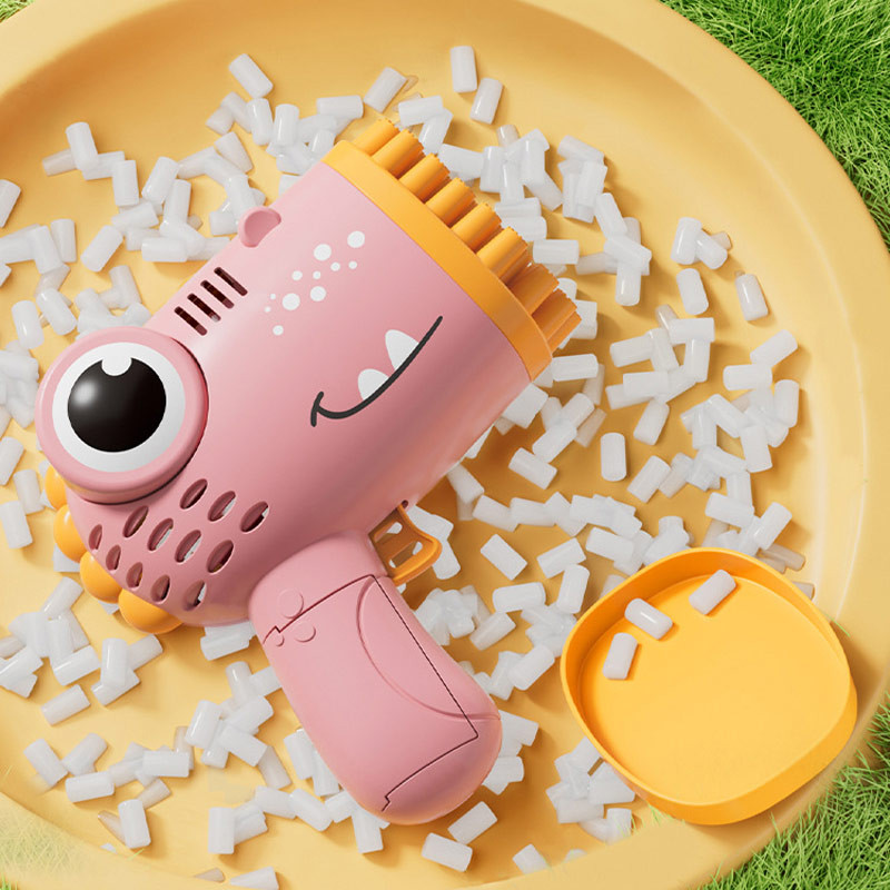 Пистолет для мыльных пузырей Dinosaur Bubble Gun с насадкой на 40 отверстий 50ml (Pink) в магазине vchehle.ua