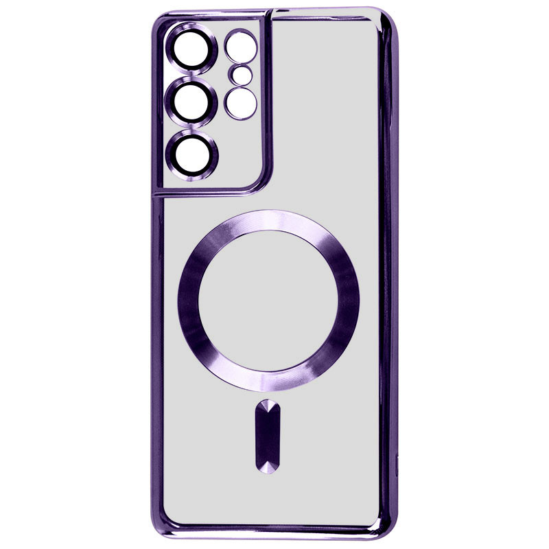 TPU чехол Fibra Chrome with Magnetic safe для Samsung Galaxy S21 Ultra (Purple)