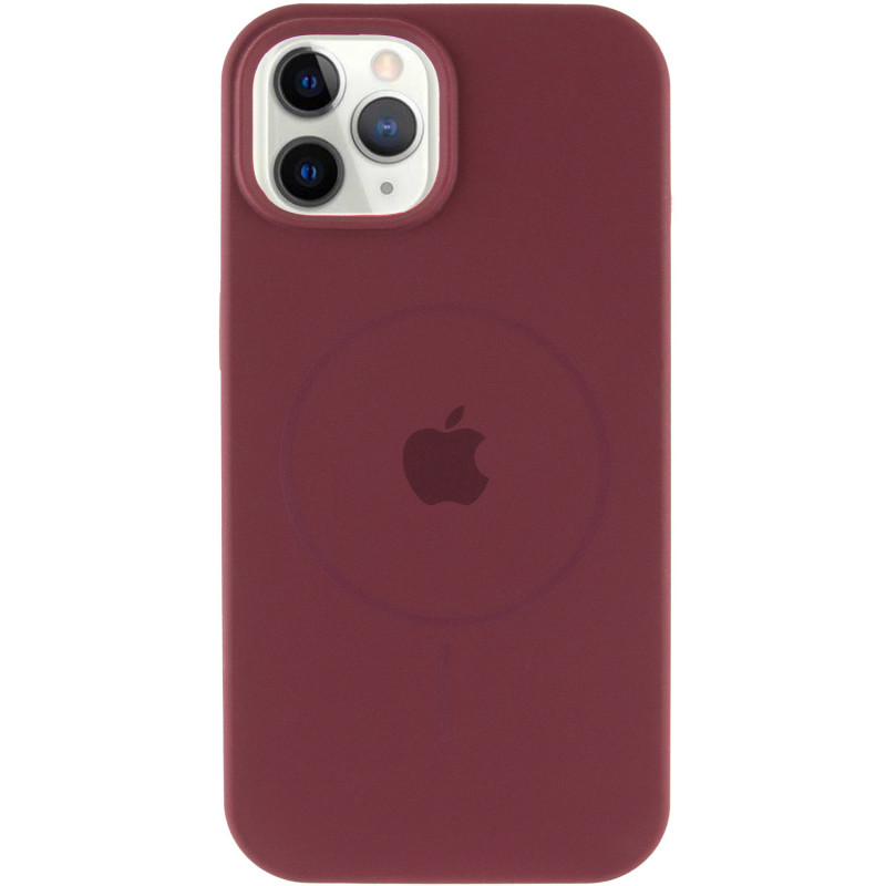 Фото Чохол Silicone Case Full Protective (AA) with Magnetic Safe на Apple iPhone 12 Pro Max (6.7") (Бордовий / Plum) на vchehle.ua