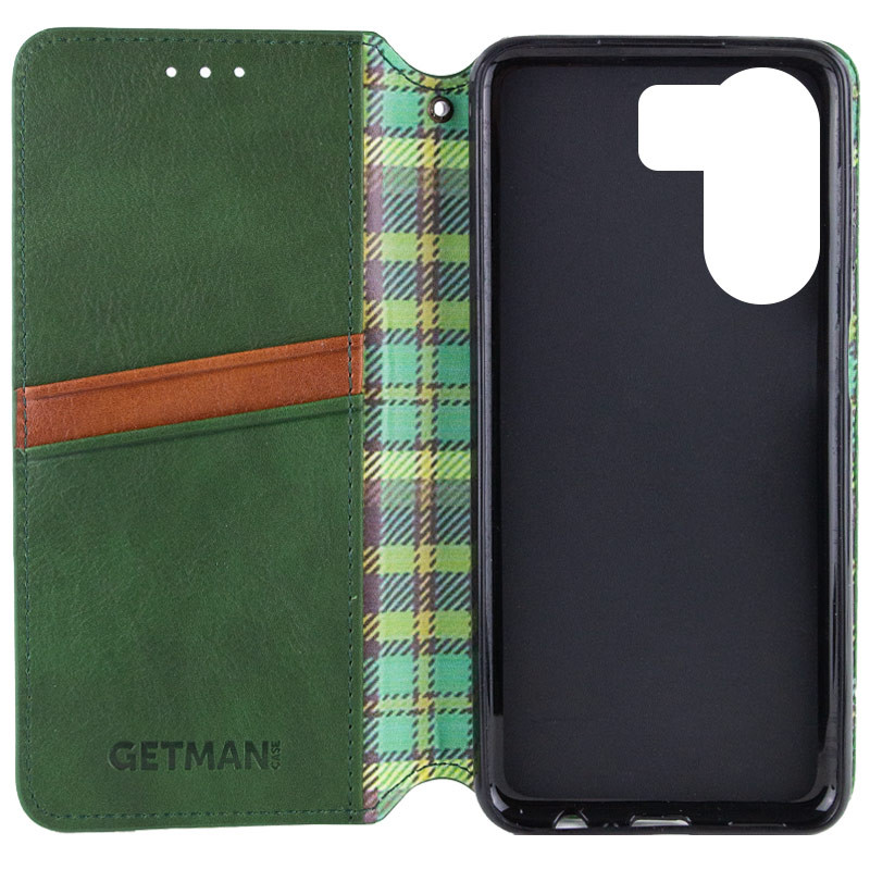 Фото Кожаный чехол-книжка GETMAN Cubic (PU) для Xiaomi Redmi 13C / Poco C65 (Зеленый) в магазине vchehle.ua