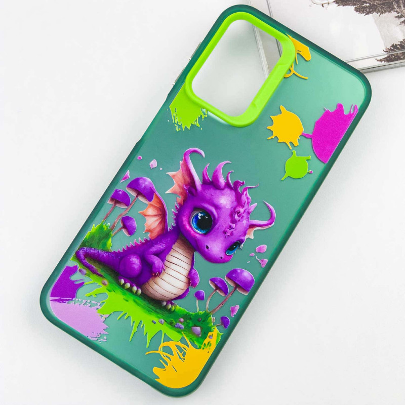 Фото TPU+PC чехол TakiTaki Graffiti magic glow для Samsung Galaxy A73 5G (Baby dragon / Green) в магазине vchehle.ua