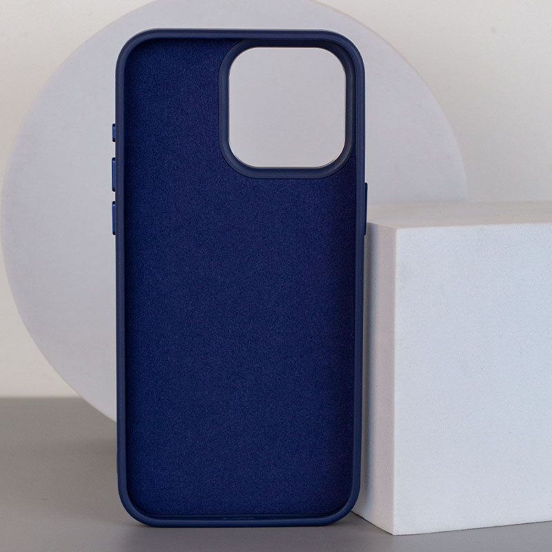 Фото Шкіряний чохол Bonbon Leather Metal Style with Magnetic Safe на Apple iPhone 15 Pro (6.1") (Синій / Navy blue) на vchehle.ua