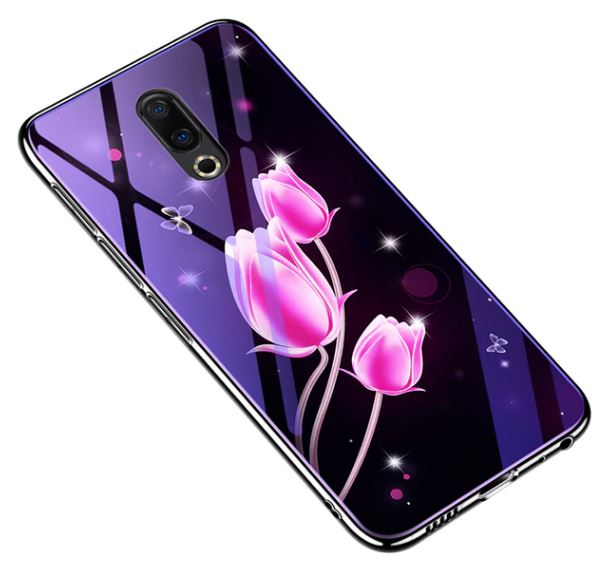 TPU+Glass чехол Fantasy с глянцевыми торцами для Meizu 16 (Тюльпаны)
