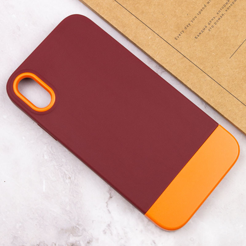 Чехол TPU+PC Bichromatic для Apple iPhone X / XS (5.8") (Brown burgundy / Orange) в магазине vchehle.ua