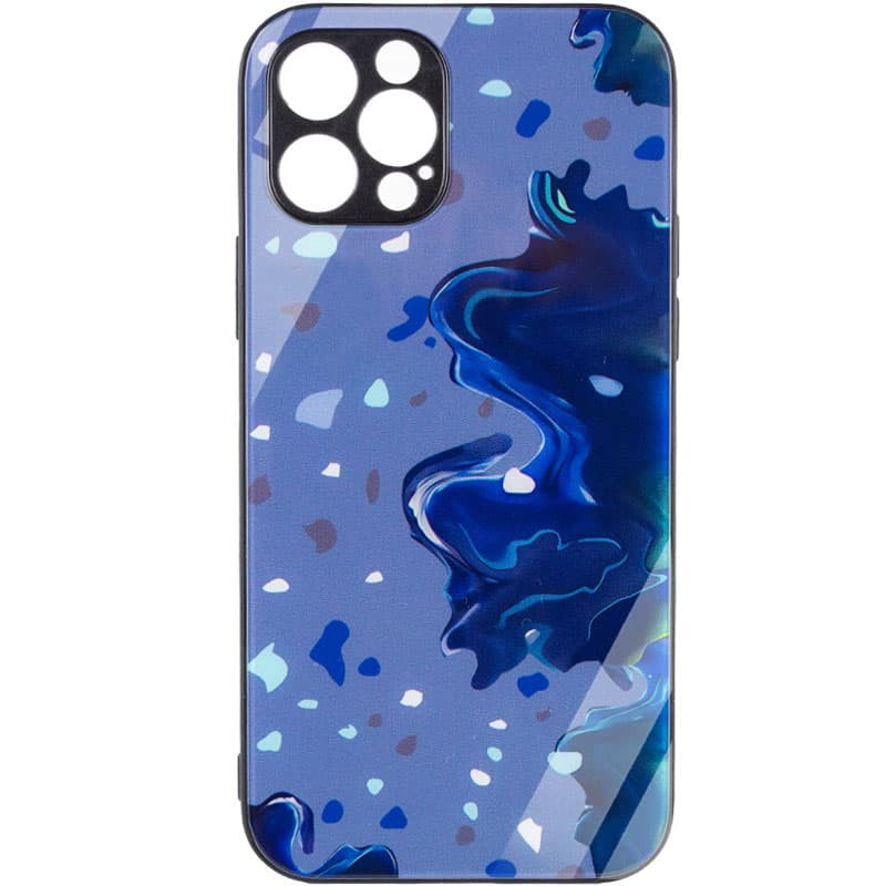 

TPU+Glass чехол Diversity для Apple iPhone 12 Pro (6.1") (Stains blue) 1223619