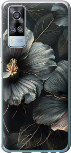 Чохол Чорні квіти на Vivo Y51 2020