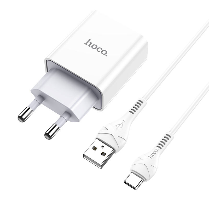 СЗУ Hoco C81A Asombroso 2.1A (1USB-A) + кабель USB to Type-C (Белый)