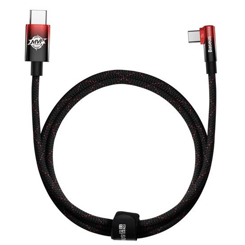 Фото Дата кабель Baseus MVP 2 Elbow-shaped Type-C to Type-C 100W (1m) (CAVP000620) (Black / Red) на vchehle.ua