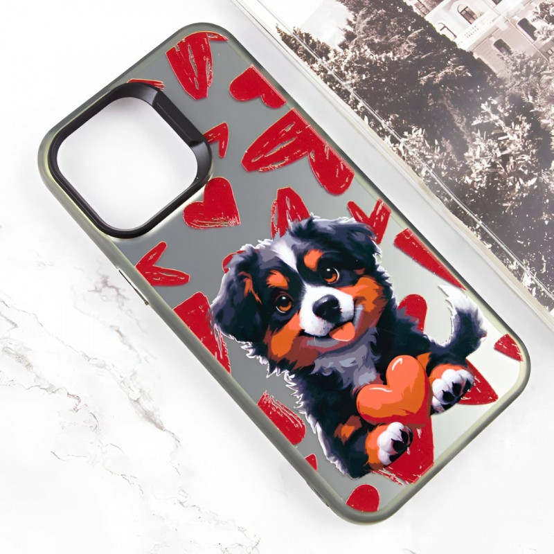 Фото TPU+PC чехол TakiTaki Love magic glow для Xiaomi Redmi Note 9s / Note 9 Pro / Note 9 Pro Max (Lovely dog / Black) на vchehle.ua