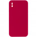 Silicone Case Square Full Camera Protective (AA) NOLOGO на Apple iPhone X / XS (5.8") (Червоний / Rose Red)