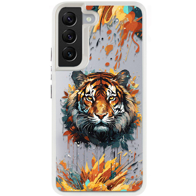 TPU+PC чохол TakiTaki Magic glow на Samsung Galaxy S22 (Tiger / White)