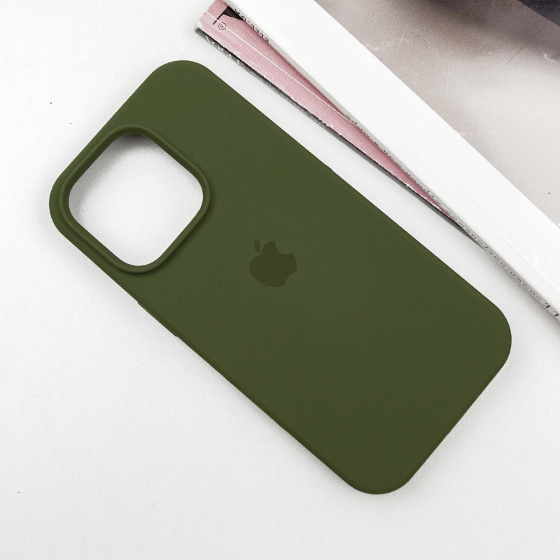 Фото Чехол Silicone Case Full Protective (AA) для Apple iPhone 16 Pro Max (6.9") (Зеленый / Dark Olive) на vchehle.ua