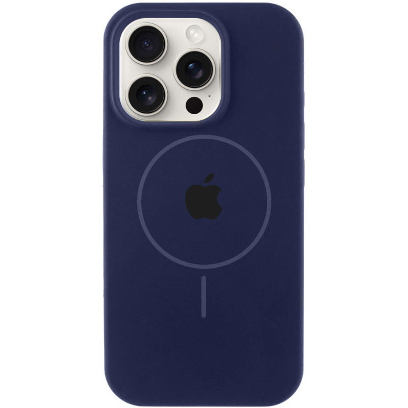 Чохол Silicone Case Full Protective (AA) with Magnetic Safe на Apple iPhone 14 Pro (6.1") (Темно-синій / Midnight blue)