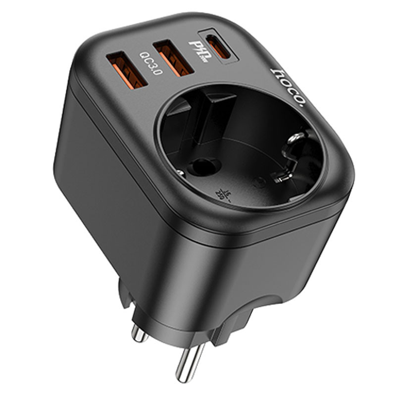 МЗП Hoco NS3 Multifunctional PD20W (2USB/1Type-C/1xSocket) (Black)