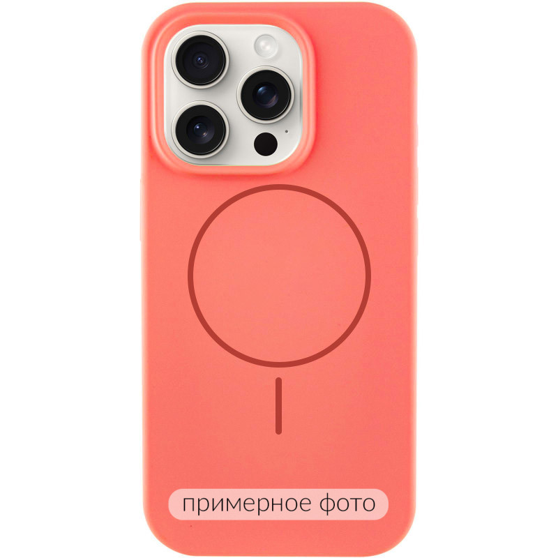 Чехол Silicone Case Full Protective (AA) NO LOGO with Magnetic Safe для Apple iPhone 13 (6.1") (Арбузный / Watermelon red)