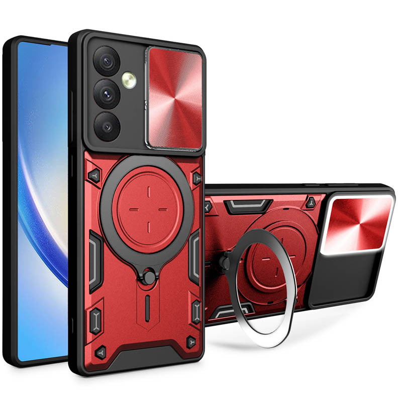 Ударопрочный чехол Bracket case with Magnetic для Samsung Galaxy S24 FE (Red)