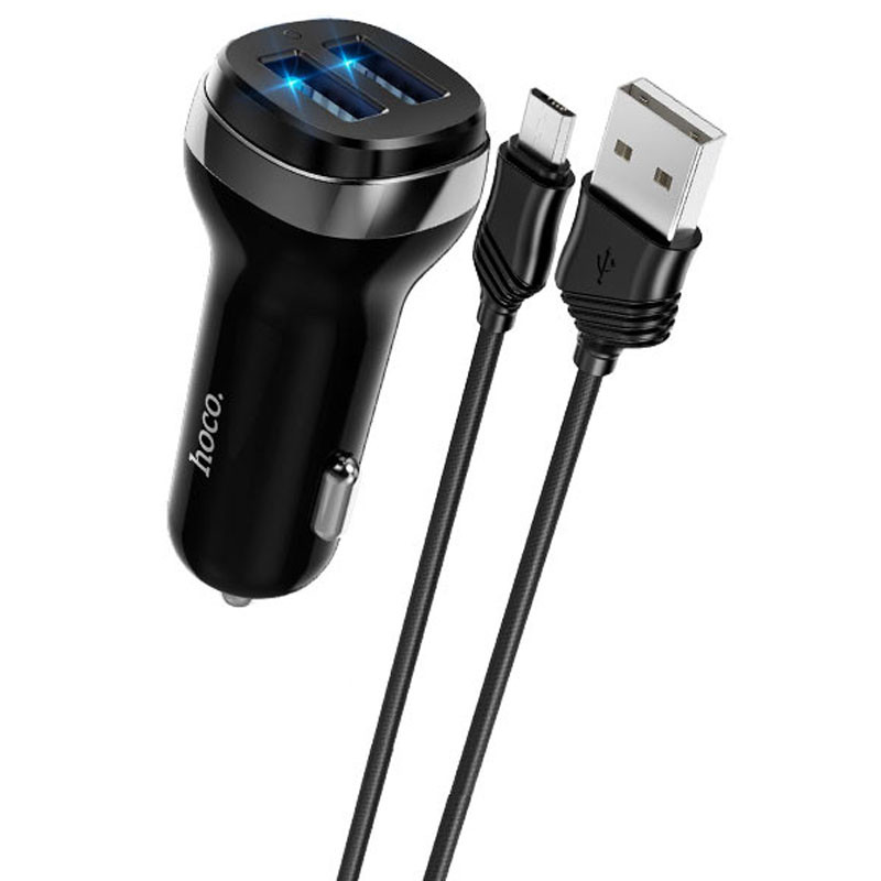 АЗУ Hoco Z40 Superior 2.4A (2USB-A) + кабель USB to MicroUSB (Черный)