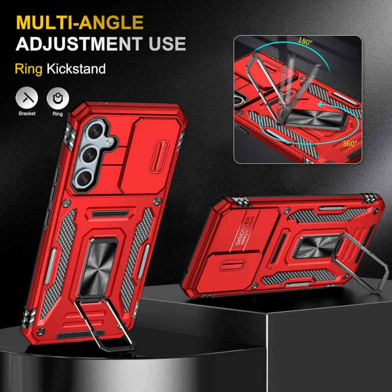 Фото Ударопрочный чехол Camshield Army Ring для Samsung Galaxy S24 FE (Красный / Red) в магазине vchehle.ua