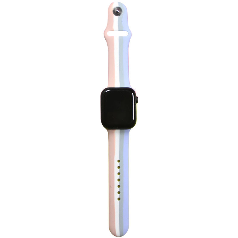 Силиконовый ремешок Rainbow для Apple Watch 42(ser.1-3)/44/45/46/49mm (Розовый / Сиреневый)