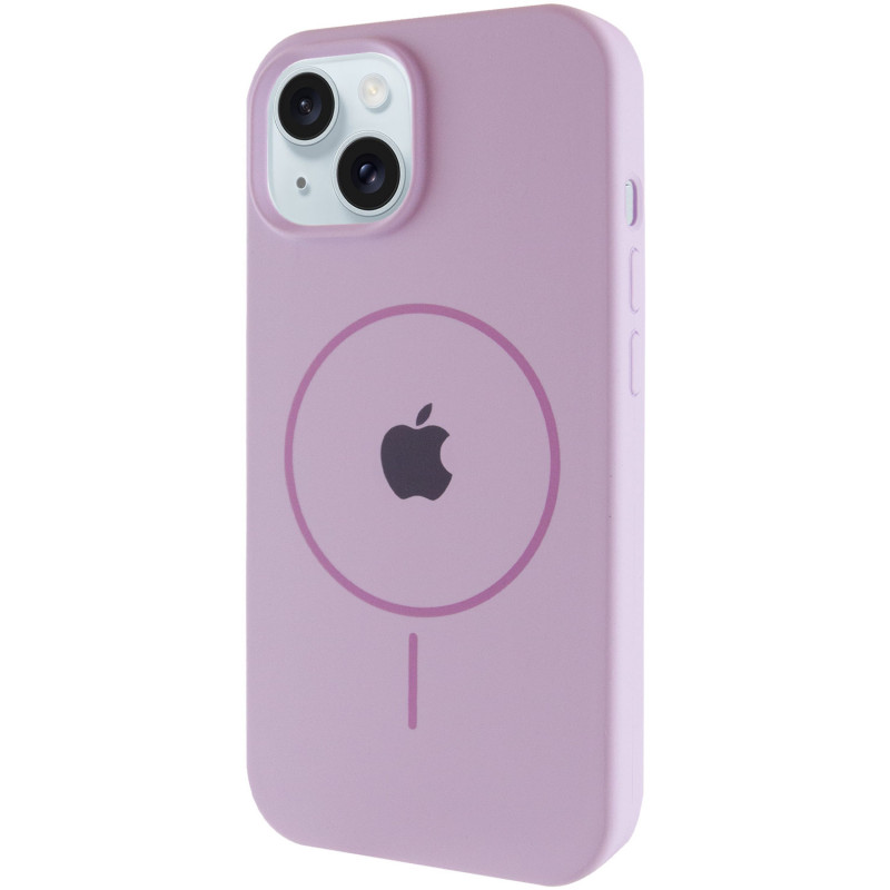 Чохол Silicone Case Full Protective (AA) with Magnetic Safe на Apple iPhone 15 (6.1") (Бузковий / Lilac)