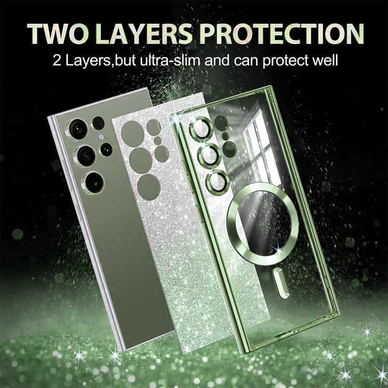 Фото TPU чохол Delight case with Magnetic Safe з захисними лінзами на камеру на Samsung Galaxy S25 Ultra (Зелений / Green) на vchehle.ua