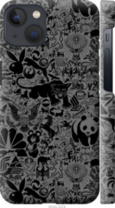 Чехол Чёрно-серый стикер бомбинг для iPhone 13