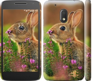 Чехол Кролик и цветы для Motorola Moto G4 Play
