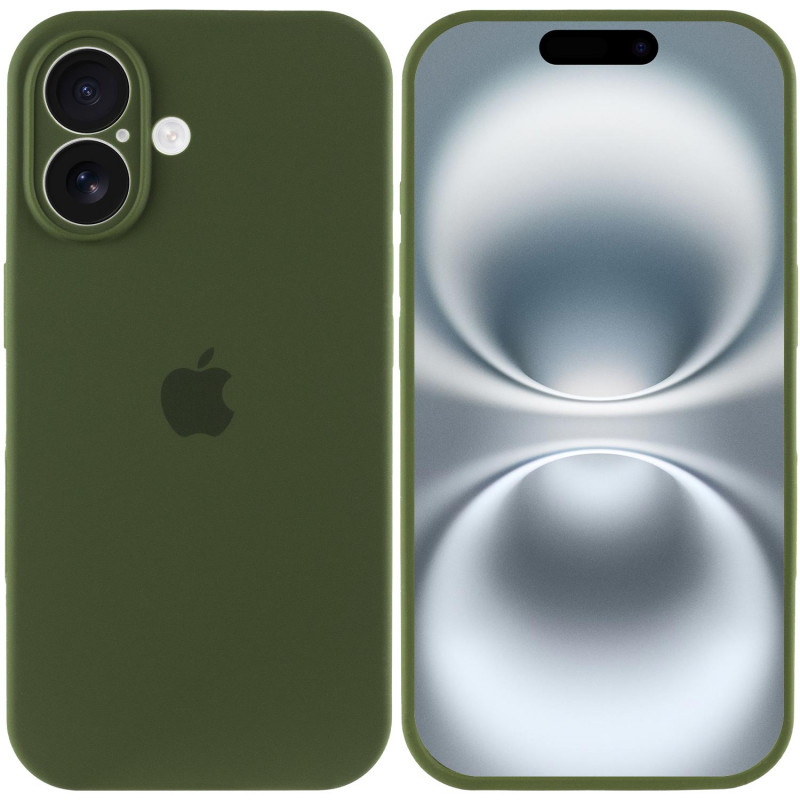 Чехол Silicone Case Full Camera Protective (AA) для Apple iPhone 16 (6.1") (Зеленый / Dark Olive) в магазине vchehle.ua