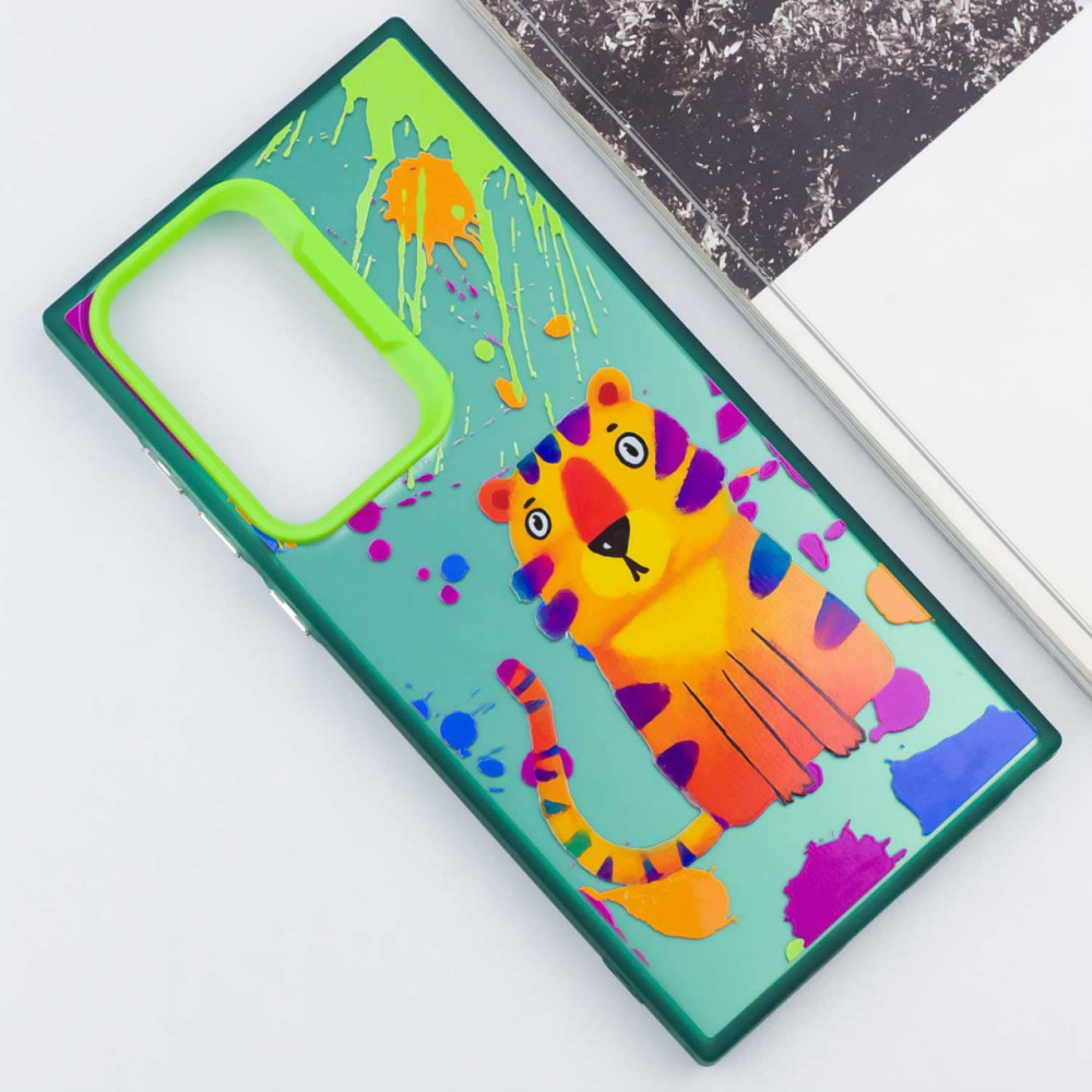 TPU+PC чохол TakiTaki Graffiti magic glow на Samsung Galaxy S23 Ultra (Shocked tiger / Green) в магазині vchehle.ua