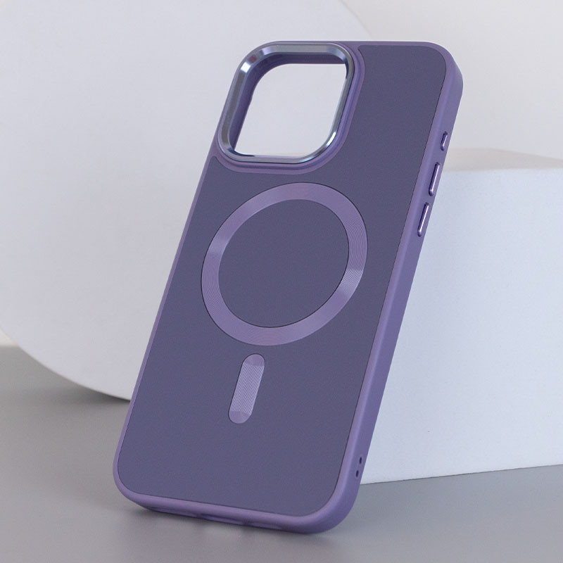 Фото Шкіряний чохол Bonbon Leather Metal Style with Magnetic Safe на Apple iPhone 13 Pro (6.1") (Сірий / Lavender) в маназині vchehle.ua
