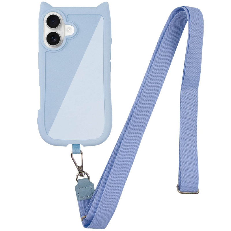Фото Чехол TPU GETMAN Cat with straps для Apple iPhone 16 Plus (6.7") (Blue) на vchehle.ua